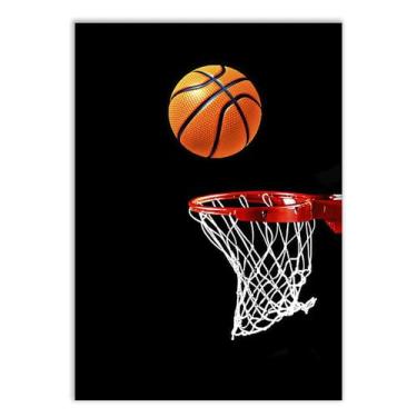Imagem de Placa Decorativa Basquete Cesta No Escuro Ilustração Decoração Poster Quarto Sala