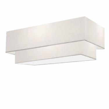Imagem de Plafon Duplo Retangular Vivare Md-3044 Cúpula em Tecido 70x30cm x 60x25cm - Bivolt