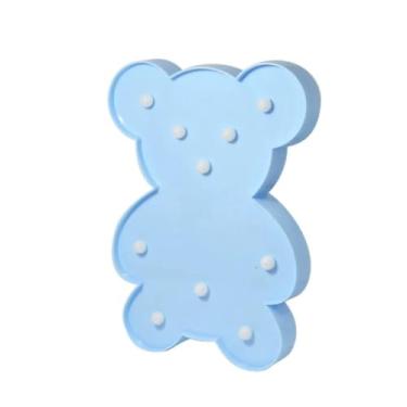 Imagem de Luminária Led 3d Urso Ursinho Azul Bebê Infantil Menino