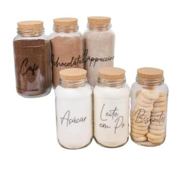 Imagem de Kit Cantinho do Café 810ml | ESCOLHA SEU KIT | Potes de Vidro | Tampa de Cortiça com ou sem Adesivos | Armazenamento(Kit Completo (Com Biscoitos))