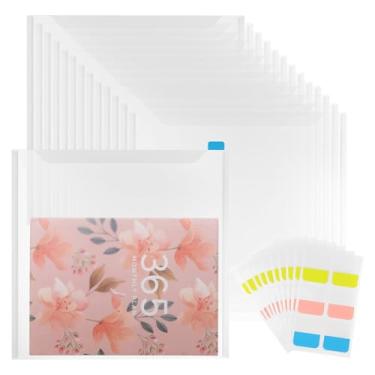 Imagem de NUOBESTY Organizador de papel de scrapbook de 36 peças 30 x 30 cm transparente com 60 abas adesivas para guardar fotos de vinil cartolina