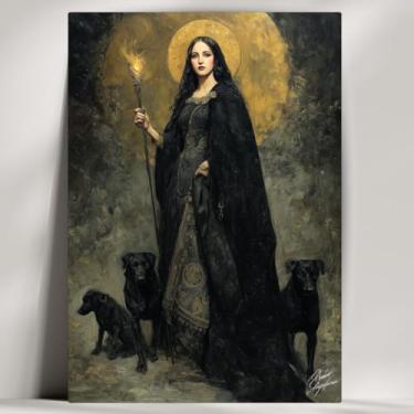 Imagem de Quadro Decorativo Hécate Deusa - Mitologia - Bruxaria - Wicca - Já com Fita (28x20cm)