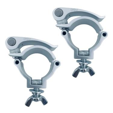 Imagem de Tyqzor 2 peças 5.1 cm Silver Quick Lock Release Stage Lighting Clamp-TUV certificação, braçadeira de treliça, serve para tubo OD de 48-51 mm, suporte de alumínio resistente para DJ Truss Mount