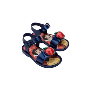 Imagem de mini melissa Mar x Sandálias Disney para meninas pequenas e pequenas, Azul metálico/vermelho, 18