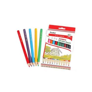 Imagem de Lápis de Cor Jumbo 12 Cores – Ponta Grossa, Fácil de Segurar, Ideal para Crianças em Alfabetização