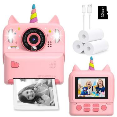 Imagem de Câmera de impressão instantânea NXKEKENX para crianças com cartão de 3