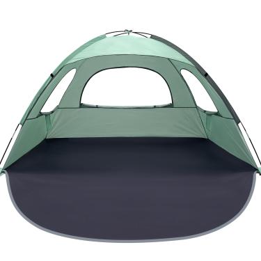 Imagem de WhiteFang Barraca de praia anti-UV portátil para 3 pessoas, piso extensível com 3 janelas de malha ventilada e bolsa de transporte, estacas e linhas de homem (verde menta)