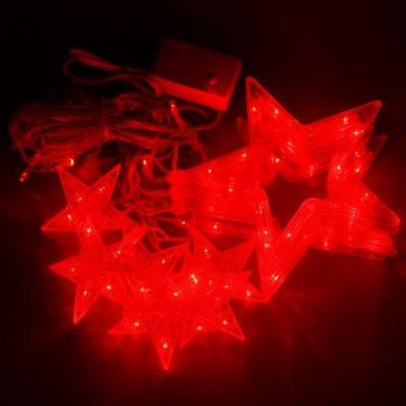 Imagem de Cascata Estrela Vermelho 138 Led 2,50m Pisca Com 8 Funções Natal - Luv