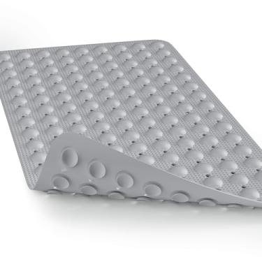 Imagem de Tapete de banho para banheira, tapete de chuveiro, antiderrapante, de borracha, 100% natural, sem odores de plástico, perfeito para bebês e idosos, ventosas fortes, superfície texturizada, 71 x 40 cm