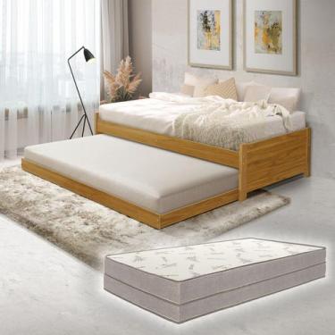 Imagem de Bicama Compacta Em Madeira Solteiro e Cama Auxiliar com Rodízios Compl