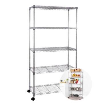 Imagem de Estante Aço 5 Prateleiras Aramada 1,55 Com Rodizio - Uteall