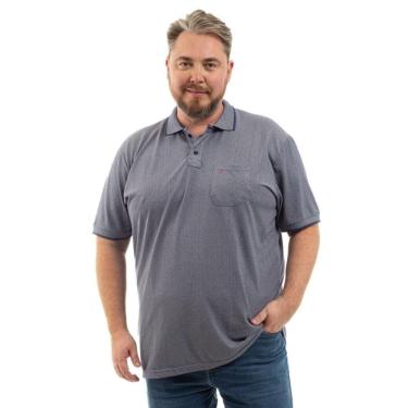 Imagem de Camisa Polo Masculina Plus Size Pique Algodão com Bolso