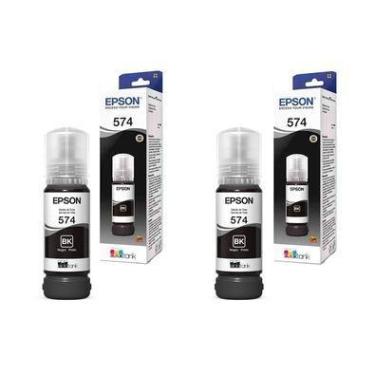 Imagem de Kit Tinta Epson T574120al T574120 T574 574 2 Pretos Original L8050 L18050 L 8050 L 18050 70ml