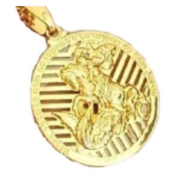 Imagem de Cordão Banhado Ouro 18 Grumet Lacraia 5Mm Pingente São Jorge - Mk Jóia