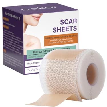 Imagem de Bokor Folhas de silicone para cicatrizes, fita de silicone para cicatrizes cirúrgicas, adesivos de remoção de cicatrizes com tratamento de grau médico (3M)