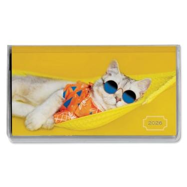 Imagem de Agenda para gatos CATtitudes 2026, calendário de bolso e bloco de notas, tamanho fechado de 9,5 x 16,5 cm, calendários florais mensais de qualidade de livraria com 30 páginas de notas para cozinha e