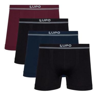 Imagem de Kit 4 Cuecas Masculina Lupo Boxer Lisa Original Poliamida Premium, Bor