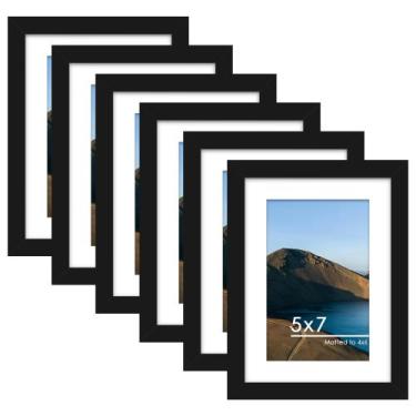 Imagem de Conjunto de 6 porta-retratos PEALSN pretos de 13 x 18 cm para parede/m