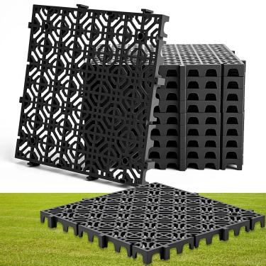 Imagem de Wesnoy 10 peças de tapetes de proteção de solo resistentes Drive on Lawn Grid, 15,74" x 15,74'' Heavy Weight Drate Grate Interlocking Antiderrapante, 2,999 kg Carga para Gravel Grid Permeable Pavers
