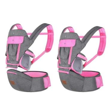 Imagem de Canguru Ergonômico 12 posições com bolso 3 em 1 (Cinza Com Rosa)