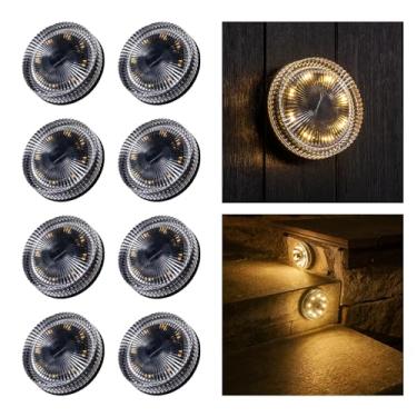 Imagem de OPOIRA Luzes solares de vidro para deck com estilo raio, design modular à prova d'água, luzes de cerca ao ar livre, para escadas, quintal, pátio, jardim, parede, caminho, iluminação decorativa de mesa