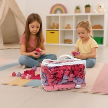 Imagem de Blocos de Montar Didáticos Educacionais 120 peças Grandes (Rosa)