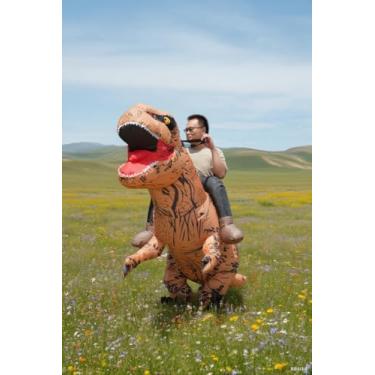 Imagem de ZMHQLPDZ Fantasia inflável para adultos – Fantasia de Halloween inflável para homens, mulheres e adolescentes, roupa engraçada de festa cosplay (dinossauro de montagem, adulto)