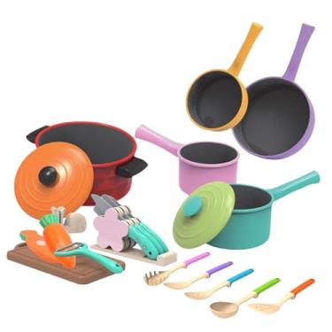 Imagem de Generic 21Pcs Brinquedos de cozinha para crianças Brinquedo de corte de comida Montessori Engraçado Brincar Acessórios de cozinha Brinquedo de cozinha de