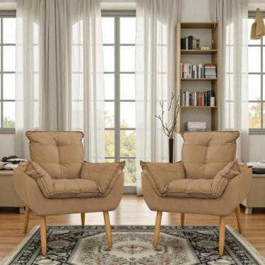 Imagem de Kit 2 Poltronas Para Sala Decorativa Opala Pés Palito Suede - Porto De