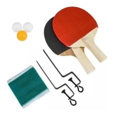 Imagem de Conjunto Ping Pong Tênis De Mesa Raquetes Bolinhas Rede Cor