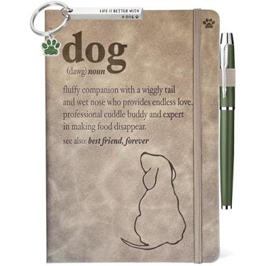 Imagem de Presentes de cachorro para amantes de cães, homens e mulheres, caderno de 200 páginas A5 forrado com caneta e chaveiro, ideias de presente para mães de cães, presentes relacionados com tema divertido