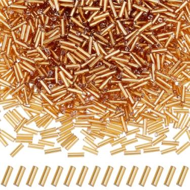 Imagem de SOFPLATE 1 caixa com cerca de 50 g, 1000 peças, contas de vidro de 6 mm, contas de tubo de ouro, bordado espelhado, brilhante, mini espaçadores longos de sementes para fazer joias, descobertas