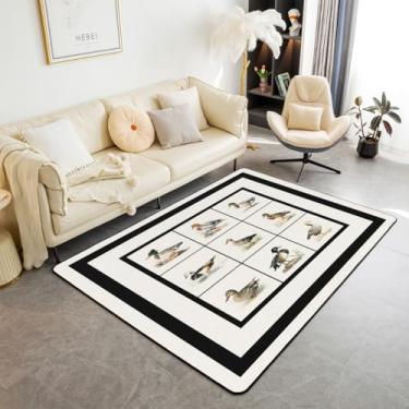 Imagem de Feelyou Tapete infantil pato-real pato-real para sala de estar 7,5 x 12,5 cm rústico xadrez quadriculado conjunto de carpete decorativo casa de fazenda verde preto tapete interno