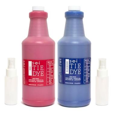 Imagem de S.E.I Kits de tingimento vermelho e mirtilo para grupos grandes, tinta de tecido para grandes projetos e atividades divertidas, 2 frascos de 1 litro – 947 ml cada
