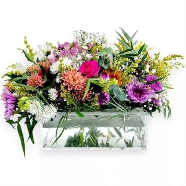 Imagem de Vaso de Flores Quadrado em Acrílico Cristal 12 Furos