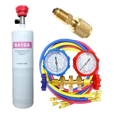 Imagem de Chiller Peças Manifold Completo para Gás Refrigerante R410, com Válvula e 3 Mangueiras, Kit Medidor para Ar Condicionado