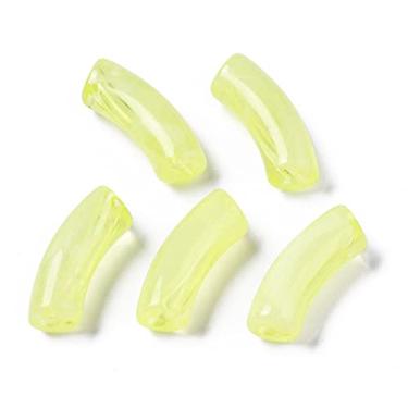 Imagem de Spritewelry 155 peças/500 g 3,5 mm contas de acrílico transparente imitação de pedra preciosa curva contas de tubo superfície lisa espaçador solto champanhe contas amarelas para pulseira faça você