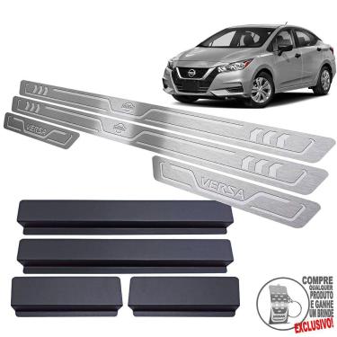 Imagem de Soleira Aço Inox Nissan Versa 2021 Prata Baixo Relevo