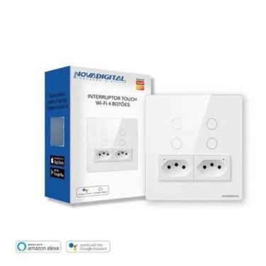 Imagem de Interruptor Tomada 4X4 Touch 4 Botões Google Alexa - Nova digital