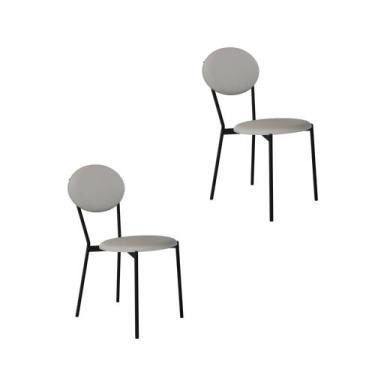 Imagem de Conjunto 2 Cadeiras de Jantar Vintage Elipse Tecido Revest Sintético E