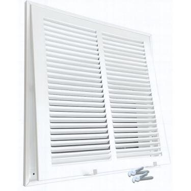 Imagem de Serve para abertura de duto 10x10 | Grade de filtro de ar de retorno de aço da Sierra Grates | Grelha de cobertura de ventilação para parede lateral e teto | Pó branco revestido com moldura