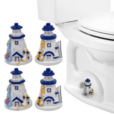 Imagem de MQZQP Pacote com 4 tampas de parafusos de vaso sanitário para farol tampas decorativas para vaso sanitário (estilo marinho)
