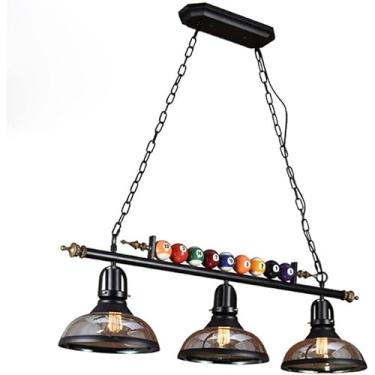 Imagem de Luzes de mesa de bilhar suspensas, lustre de decoração de bola de bilhar com 3 luzes, luminárias pendentes de teto compatíveis com bilhar de sala de jogos, decoração moderna