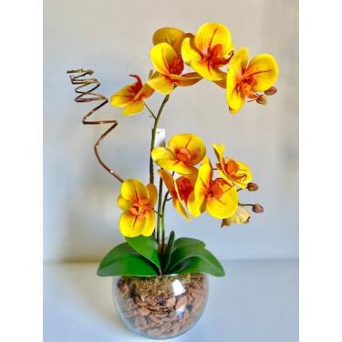 Imagem de Arranjo Orquídeas De Silicone 02 Hastes 3D Realista Enfeite de Mesa Co