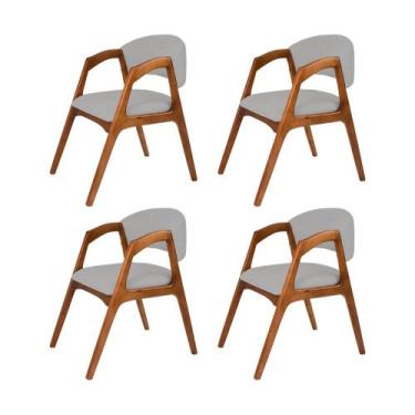Imagem de Conjunto com 4 Cadeiras de Jantar Gabriela em Madeira e Mdf Cerejeira 