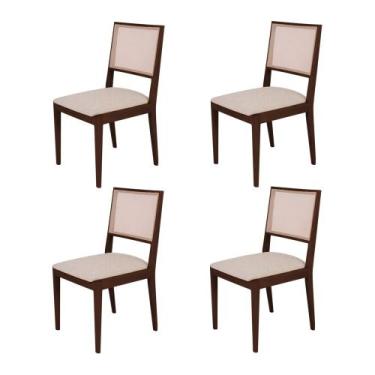 Imagem de Conjunto com 4 Cadeiras de Jantar Suellen em Madeira e Mdf Castanho Li