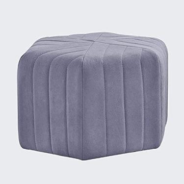 Imagem de Banqueta para pés banquinho hexagonal, cadeira, pano de veludo amigo da pele, esponja de rebote de alta densidade, pequeno apoio para os pés, para sala de estar, quarto, cinza, 47 x 47 x 30 cm