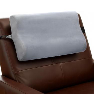 Imagem de Chunful Almofada de pescoço de espuma viscoelástica para reclinável em forma de B, almofada de apoio de pescoço para poltronas reclináveis, cadeiras, dirigir, viajar, fronha de tecido de pelúcia macia