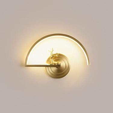 Imagem de HOSETEON Luminária de parede, luminária de parede de latão 13W LED arandela linear, luminária geométrica de cobre para cabeceira de veado, lâmpadas noturnas modernas para montagem na parede r g