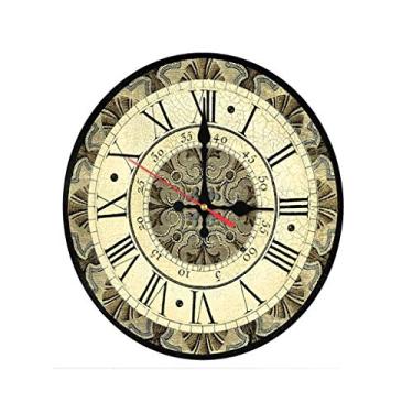 Imagem de TLTDSMY Relógio de parede de madeira retrô, decoração de casa de fazenda, relógios de parede silenciosos, sem tique-taque, grande qualidade decorativa